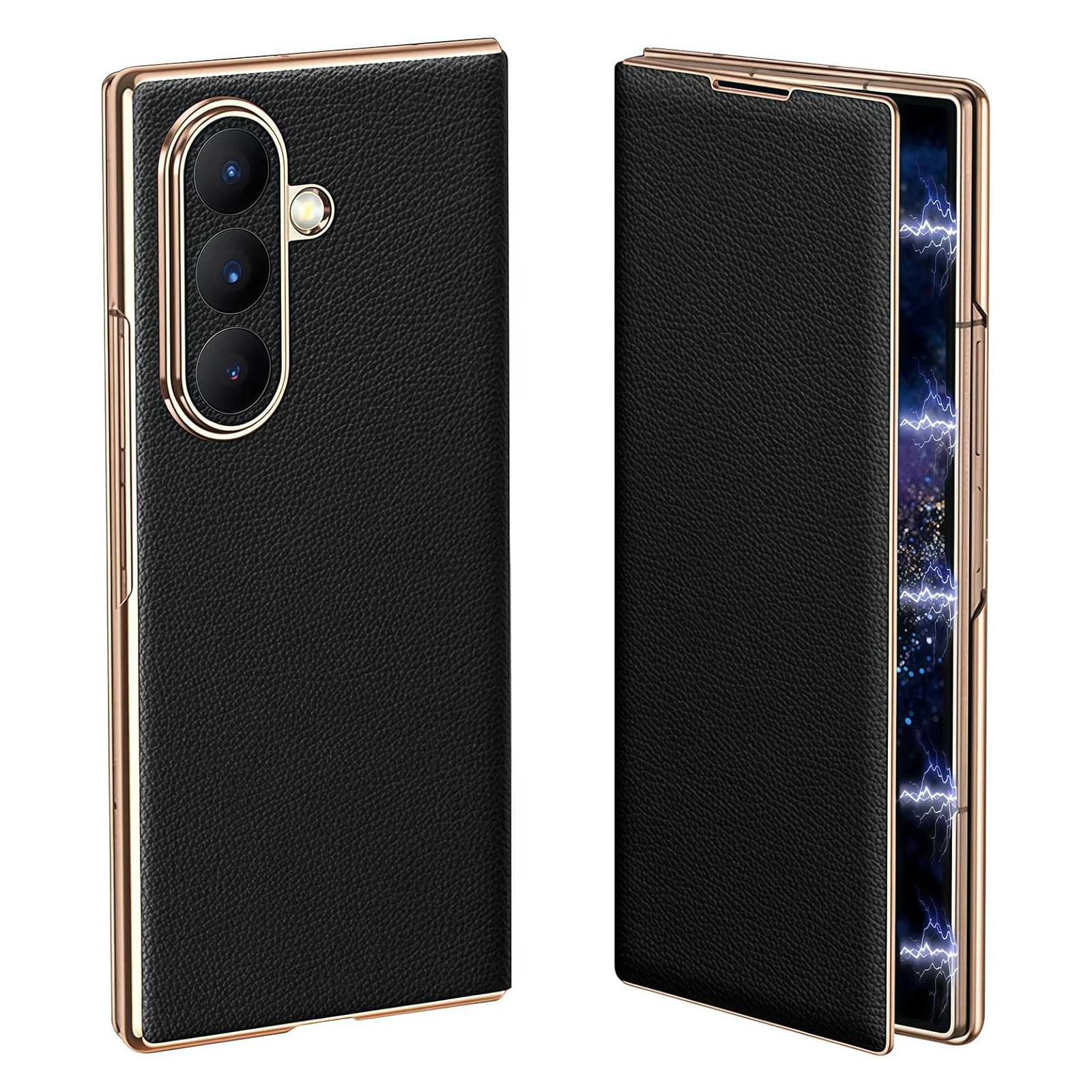 

For Samsung Galaxy Z Fold 7 Case Slim Thin Premium Leather Flip Cover Magnetic Close Full Body Hinge Protection Business Case