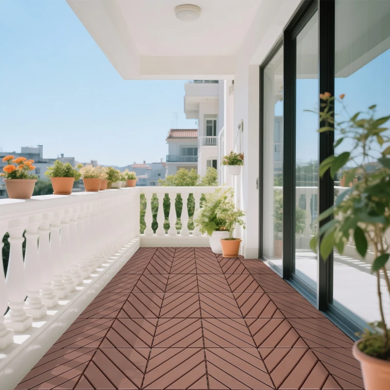 

Plastic Interlocking Decking Tiles 44 Packs Of Terrace Decking Tiles Backyard Pool Decking Tiles Brown
