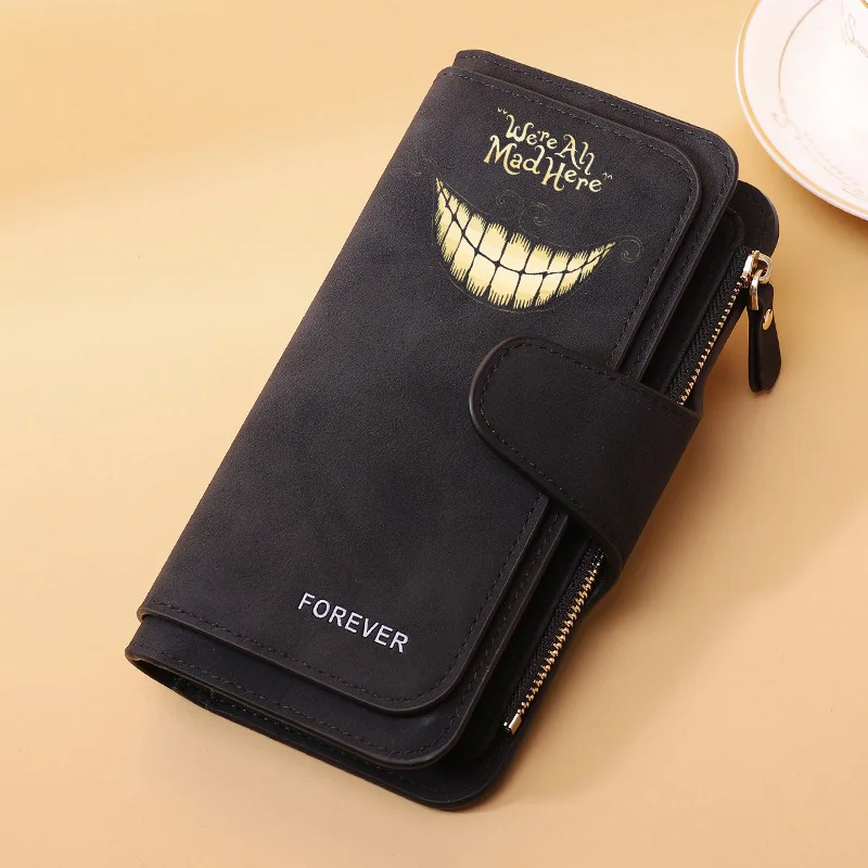Alice in Wonderland Buckle Women Wallets Long Leather Top Quality 15 Card Holder Classic Female Purse Zipper Wallet For Ladies
