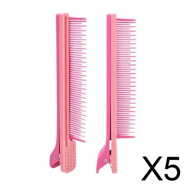 

5x2Pcs Hairdressing Assistant Comb Hair Dye and Perm Clips for Salon Highlights pink