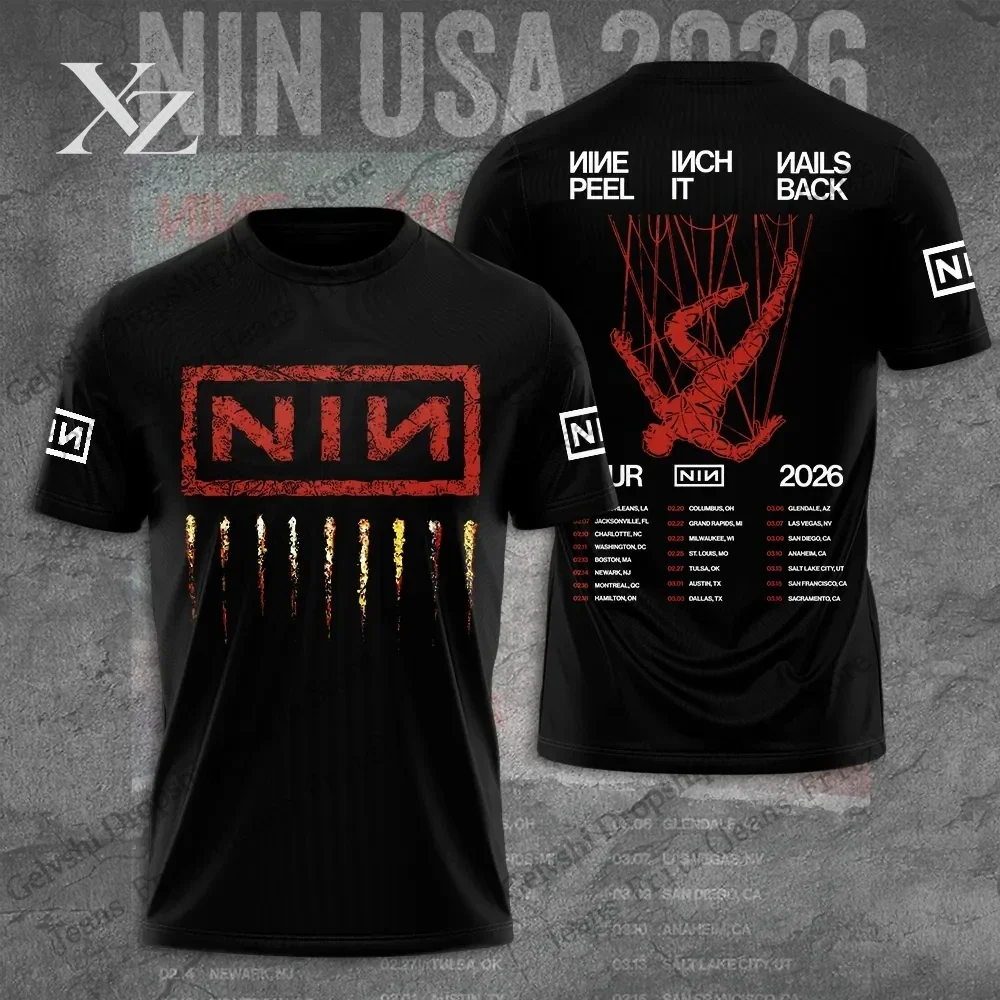 Hip Hop Rock Nine Inch Nails Album 3D Print T-shirt Men Women Fashion Short Sleeve Tops Tees Street Plus Size Vintage Apparels