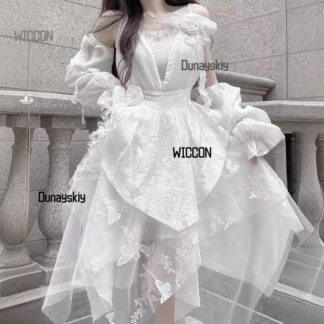 Jirai Kei استراحة الشاي اليابانية الفرنسية لوليتا فستان المرأة تأثيري ازياء Kawaii الأبيض أنيقة القوطية الشرير كول حفلة الهالوين