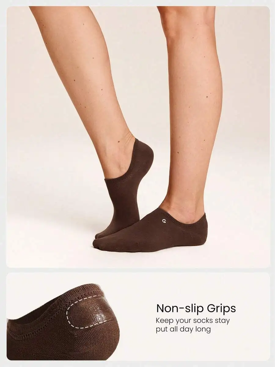 

3 Pairs Invisible No-Show Socks With Non-Slip Grips For Daily Wear Gym Studio