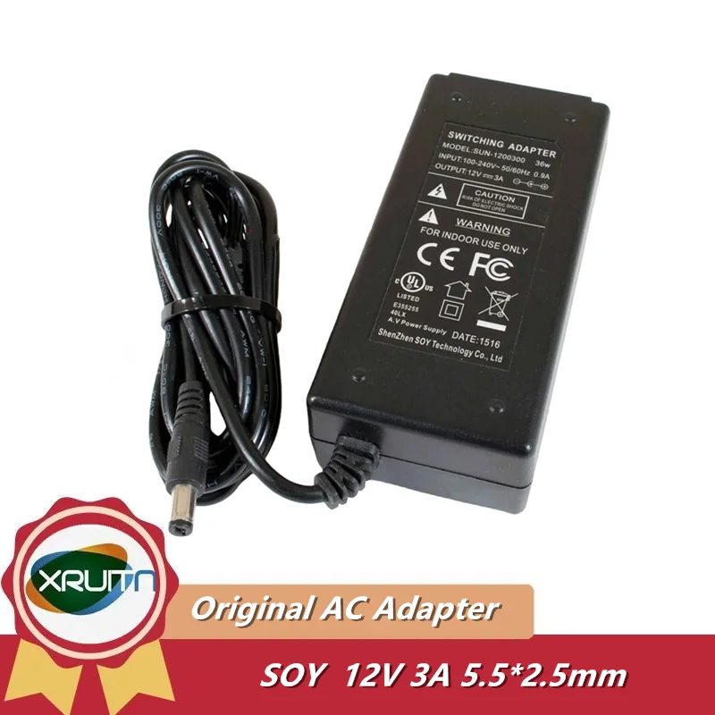 Original SOY SOY-1200300 SUN-1200300 12V 3A AC DC adaptador y cargador de cable para Elo ET1502L LCD pantalla táctil Monitor fuente de alimentación