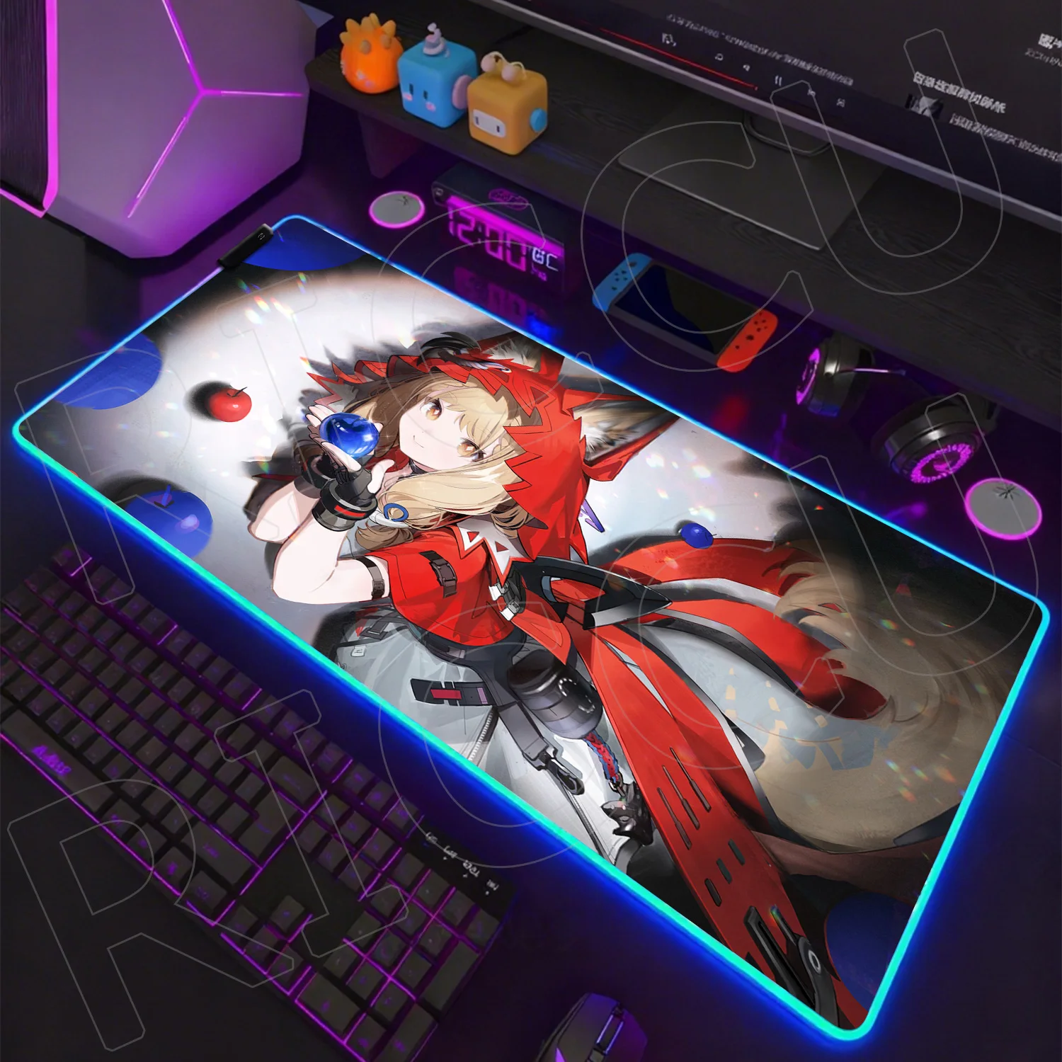 RGB XXL HD print Arknights Endfield Rossi Mouse Pad Large Cute Anime Keyboard Pads Gamer Mausepad Student Writing LED Desk Mat