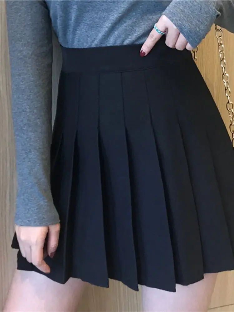 

Юбка А-силуэта с высокой талией, плиссированная, для женщин, в студенческом стиле, для стройных фигур, в стиле «сладкая и острая девушка», зимняя новинка