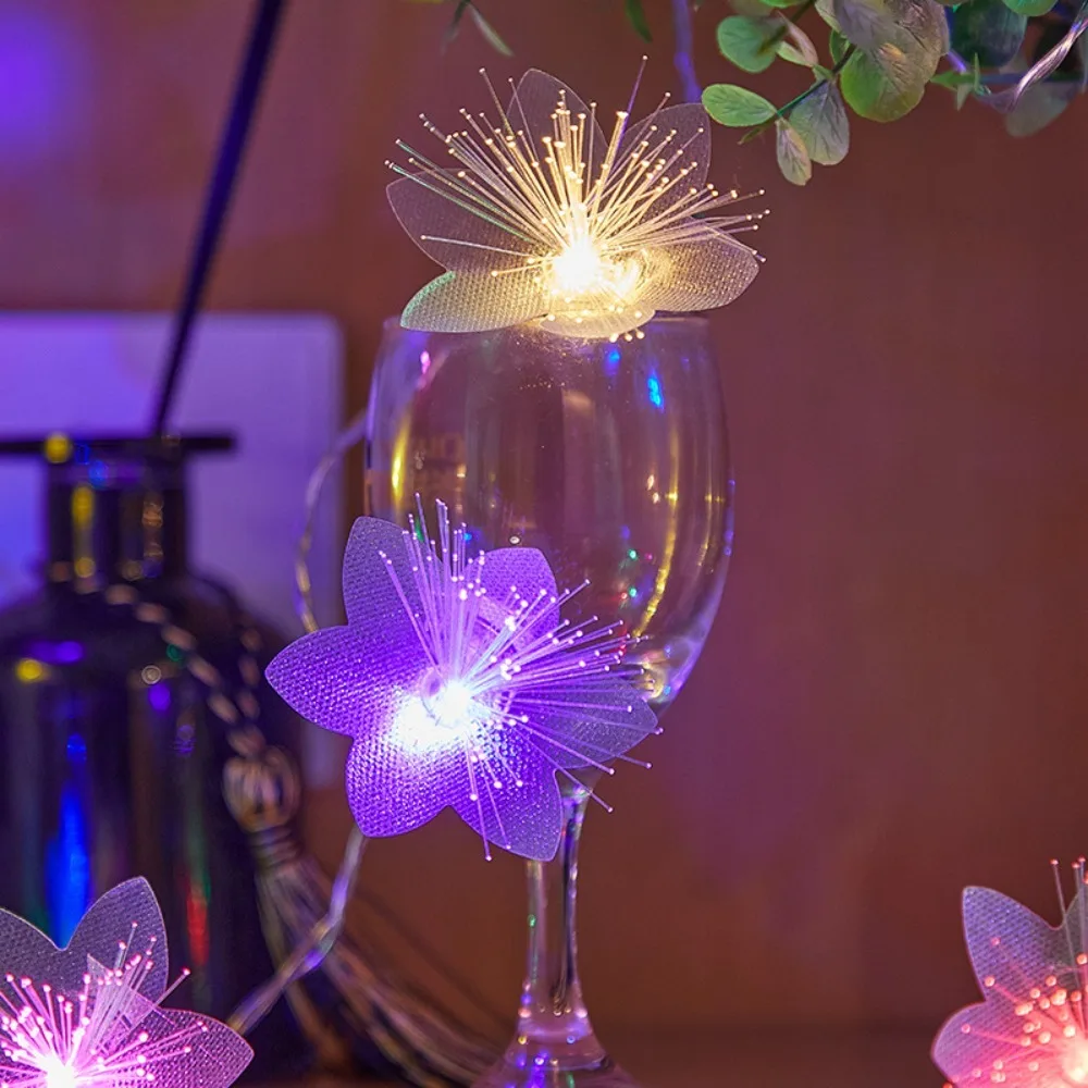 Beautiful LED Fiber String Lights Artificial Flower Battery Operated Led Lights String Waterproof Christmas String Light Home