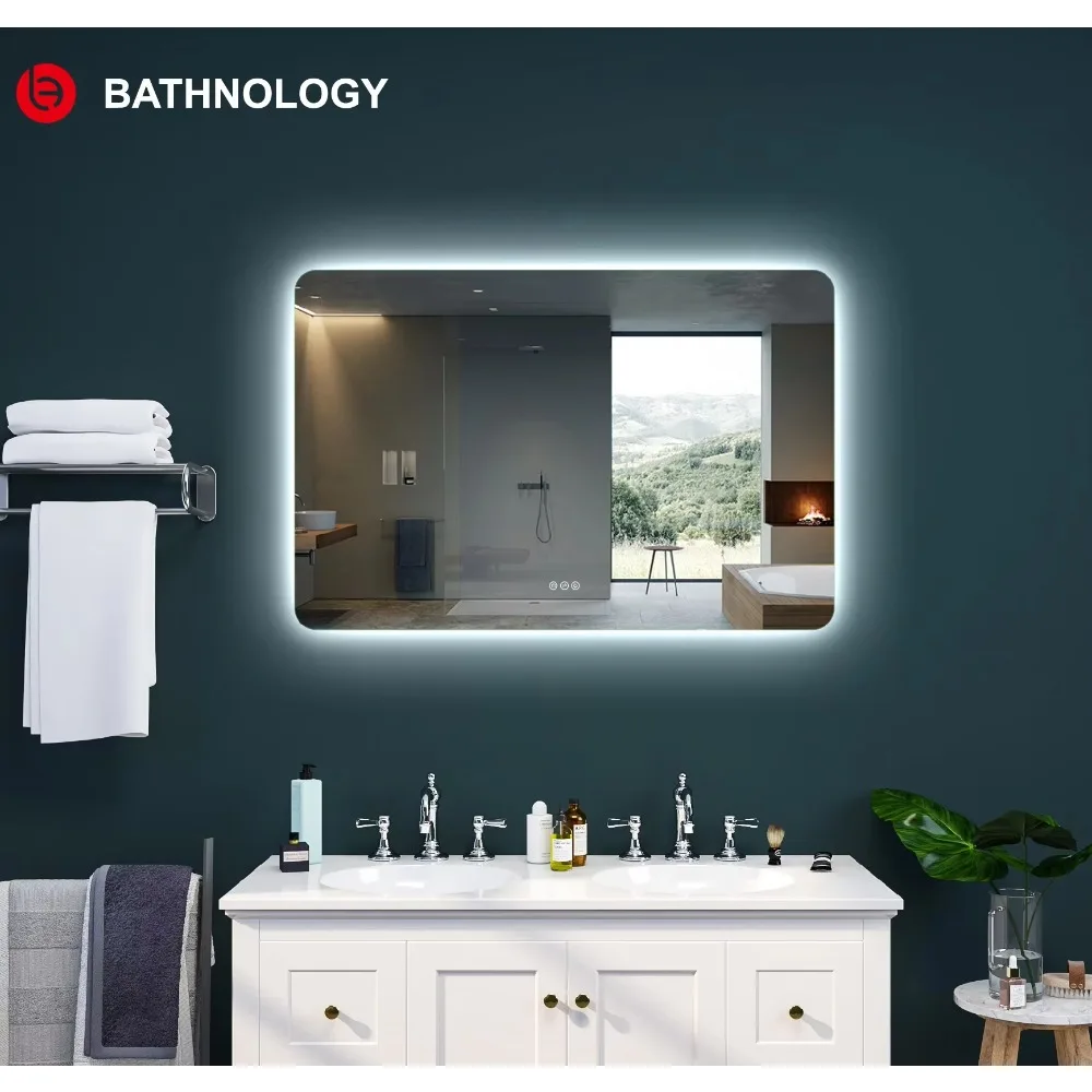 Manufacturer Backlit Rectangle Large LED Mirror / Touch Screen Smart Light Defogger Bathroom Mirror