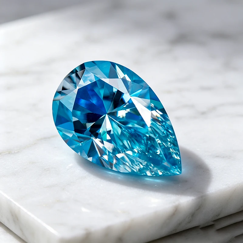 Moissanit-Stein Aquamarin Birnenförmiger Schliff Anhänger Edelstein für DIY Schmuckherstellung Ring Halskette Ohrringe Materialien mit Zertifikat – Detail 3