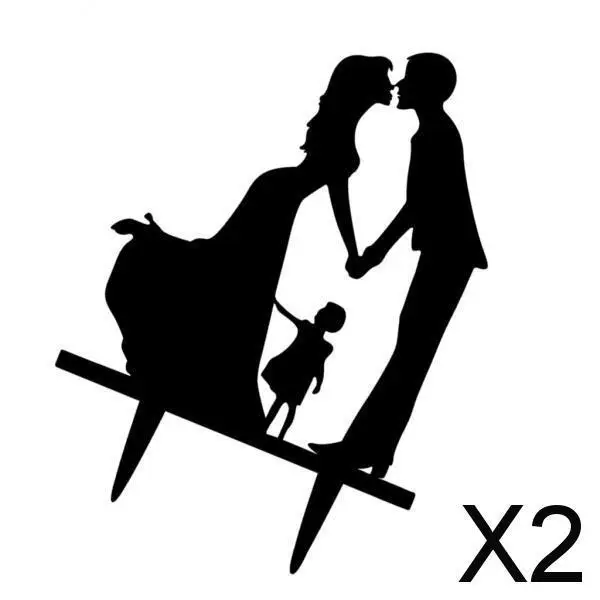 2xRomantic Bride & Groom Silhouette z akrylowym tortem weselnym dla dzieci