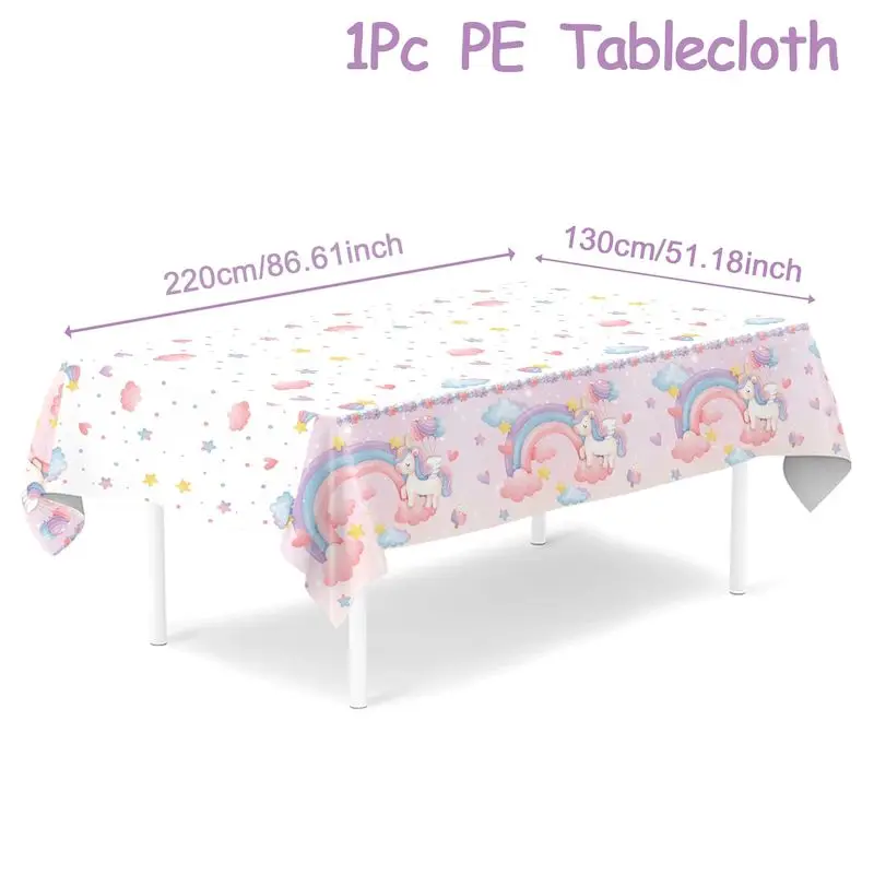 VIKAMA Unicorn Rainbow Tablecloth, 6 Designs, Waterproof Washable Table Cover for Kitchen Dining Party
