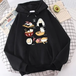 Food Cute Cat Sushi Printed Hoodie Mens Autumn Fleece Oversize Hoody Hip Hop Loose Sweatshirt Soft Oversize  Clothes Tops