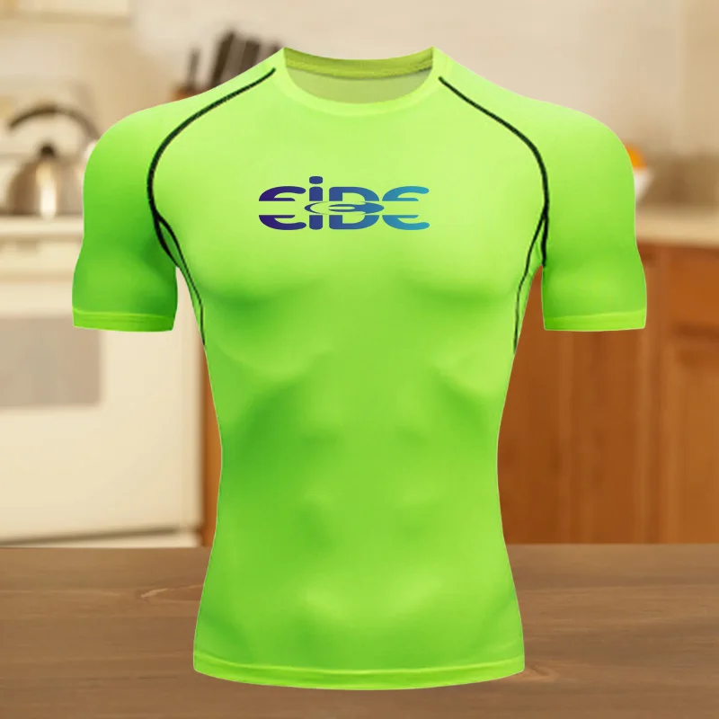 الرجال ضغط قميص للتمرين سريعة الجافة المحملة الأعلى تنفس امتصاص العرق بدلة ضيقة تناسب اللياقة البدنية تي شيرت مقاومة للعرق #6