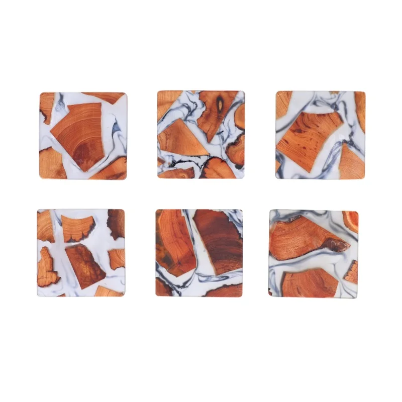 Wood Coasters Innovative Insulation Cup Mat Pad Craft Works Tableware DecorationSquare Shape