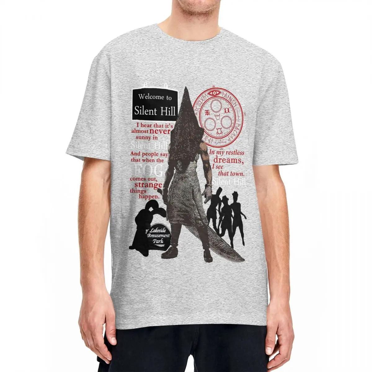 Silent Hill Pyramid Head Fog T Shirts for Men Women Cotton Casual T-Shirts Round Neck Tee Shirt Short Sleeve Clothing 4XL 5XL