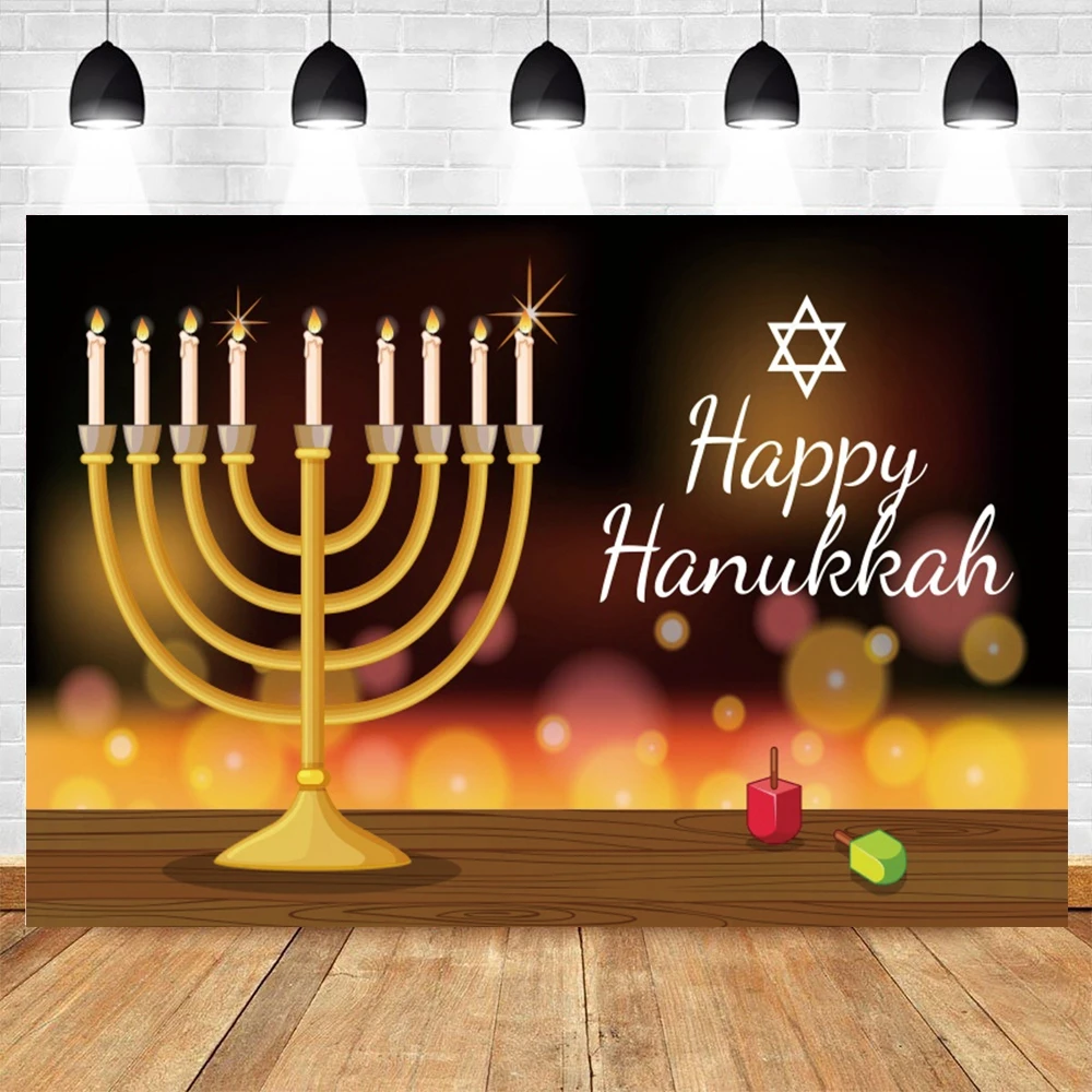 Long Lanh Happy Hanukkah Chanukah Phông Nền Photocall Do Thái Jerusalem Menorah Thực Phẩm Trang Trí Tiệc Nền Chụp Ảnh Ảnh Phòng Thu