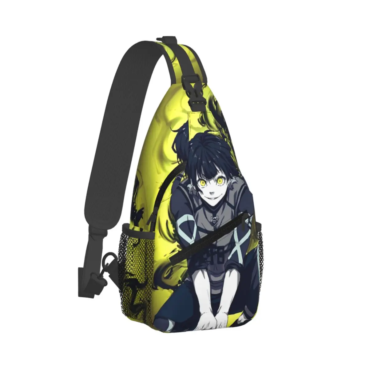 Mochila de hombro de Anime para deportes de fútbol, bolso de pecho con patrón de bloqueo azul, mochila de día para viajes, senderismo y viaje