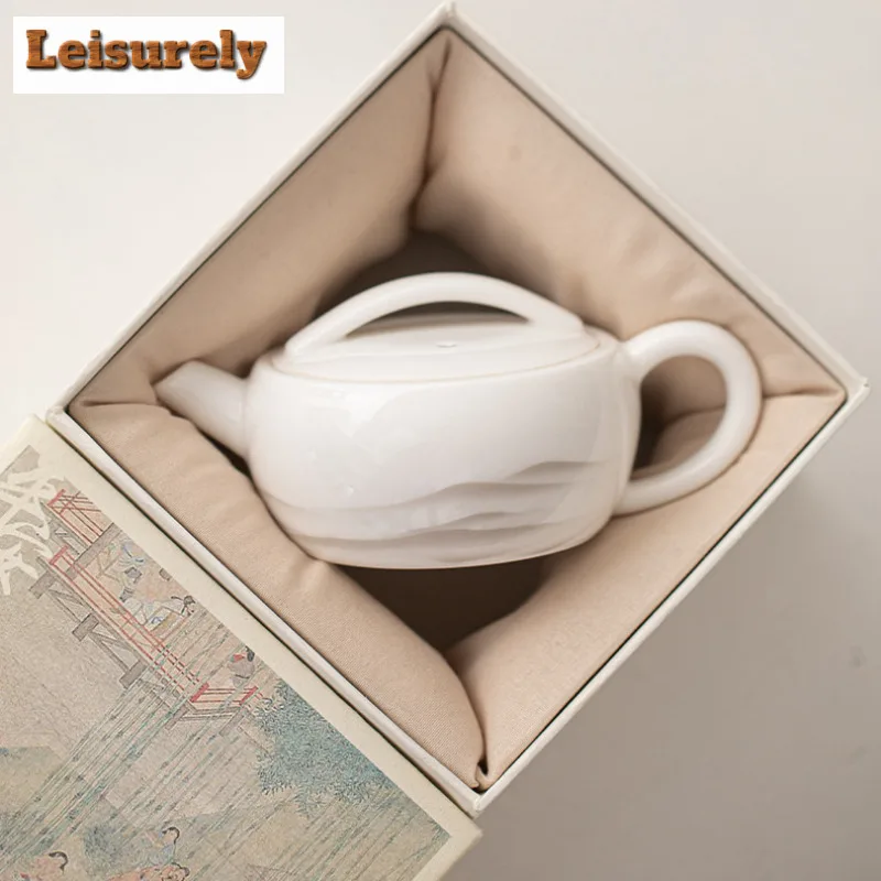 Mutton Fat Jade Teapot Traditional Tea Infuser Pot Tea Making Kettle With Strainer Chinese Tea Tea Items Supplies Ornaments Gift