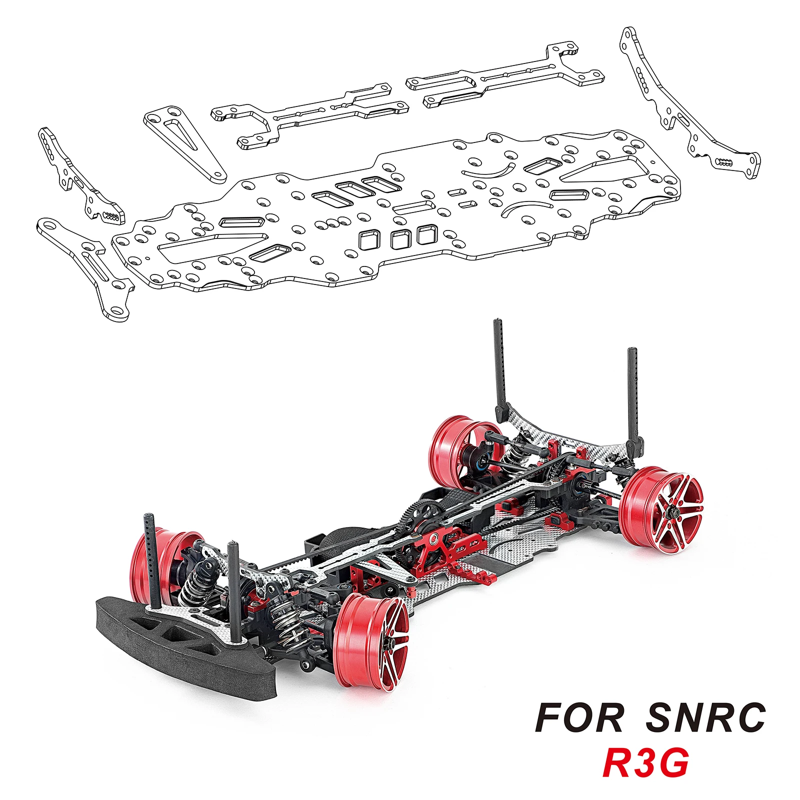 Carbon Fiber & Aluminum Upgrade Kit for for SNRC R3-G RC 1:10 Touring Car Silver SSG Version