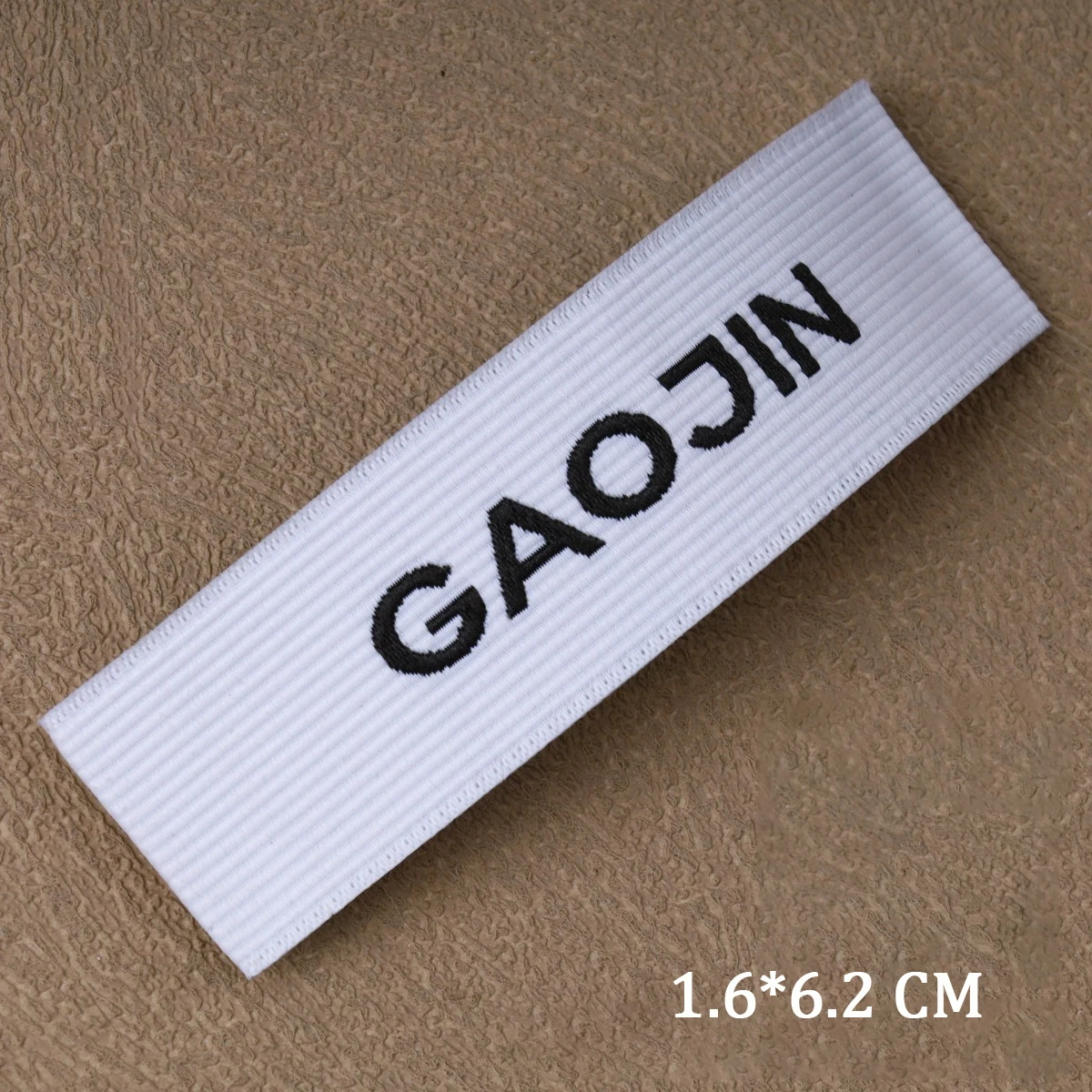 1.6X6.2CM Custom White Striped Woven Main Labels for Shirts - High Quality Clothing Luggage Origin Tags Low MOQ