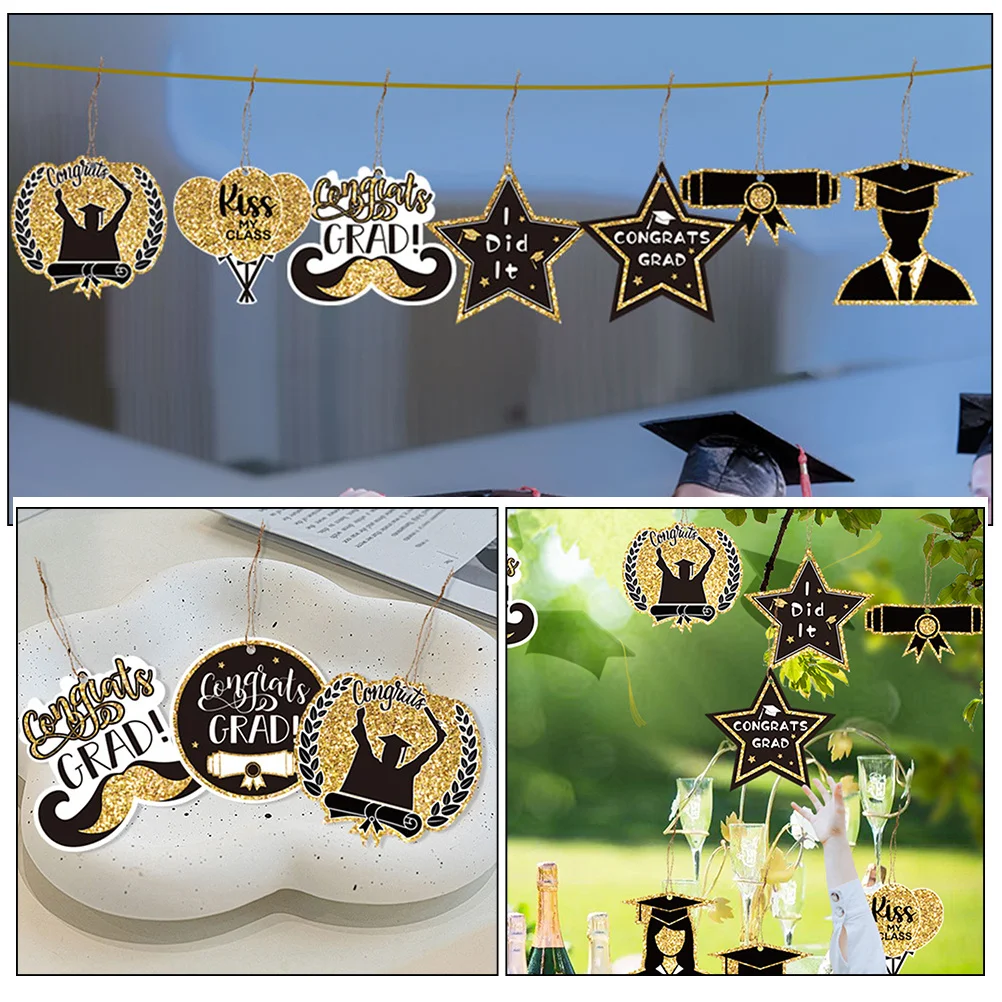 

1 Set Graduation Hanging Decor Paper Signs For Wall Door Yard Party 2024 Graduation Supplies Decorative Pendant Wind Chime Home
