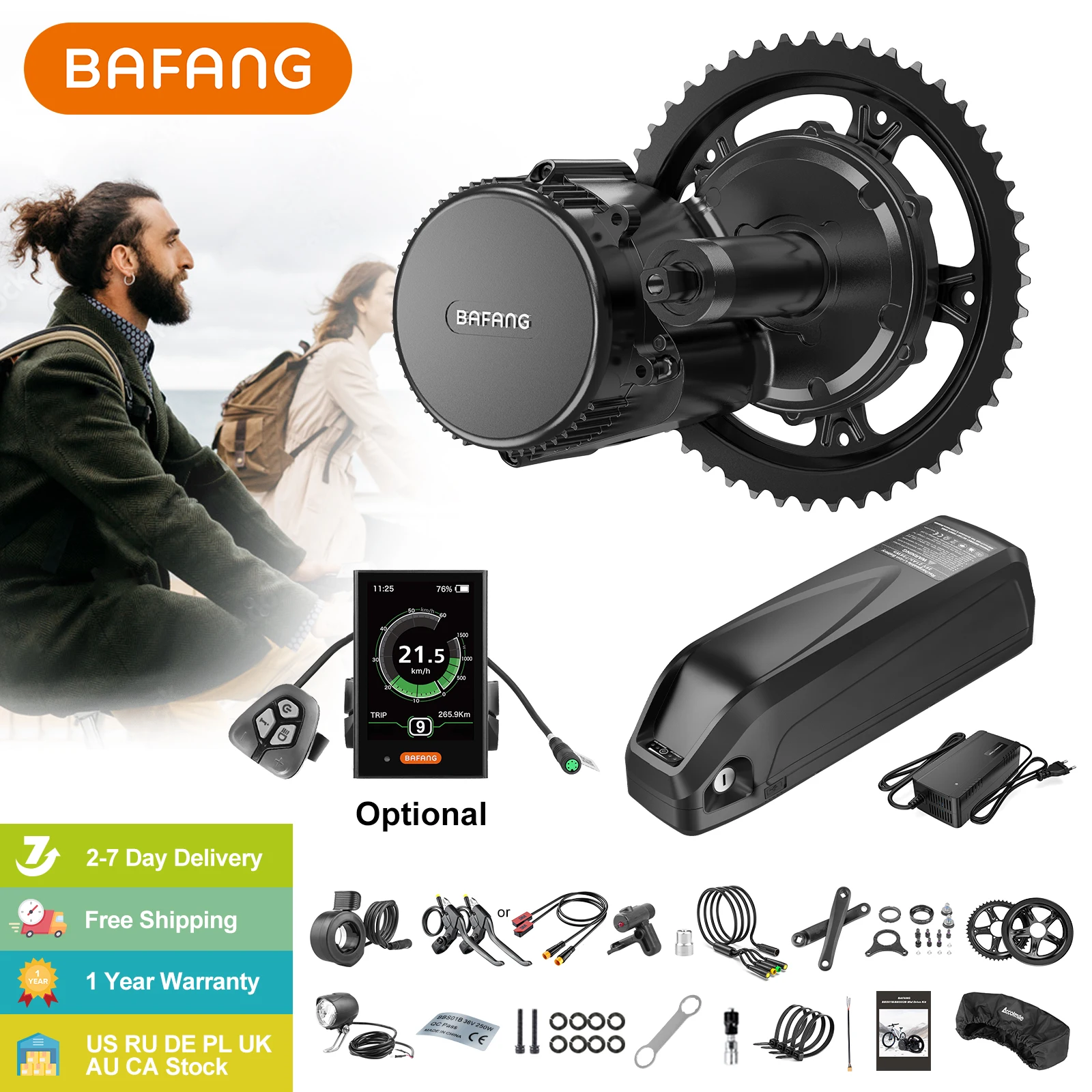 Bafang Mid Drive Motor 36V 250W EBike Conversion Kits BBS01B BBS01 Electric Bike Brushless Engine 25Ah 24Ah 13Ah Hailong Battery