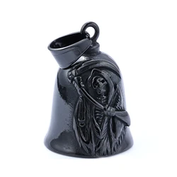 Motorcycle Biker Bell Hanger Goth Death Skull Grim Reaper FITS Harley 316L Stainless Steel Bell For Mens & FREE Bell Hanger
