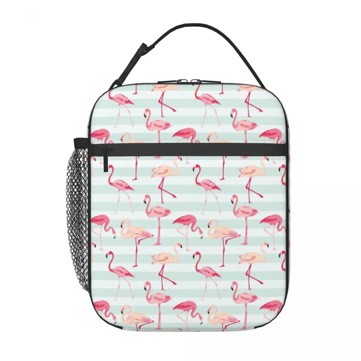 Retro Flamingo Bird Insulated Lunch Tote Bag for Women Portable Cooler Thermal Food Lunch Box School