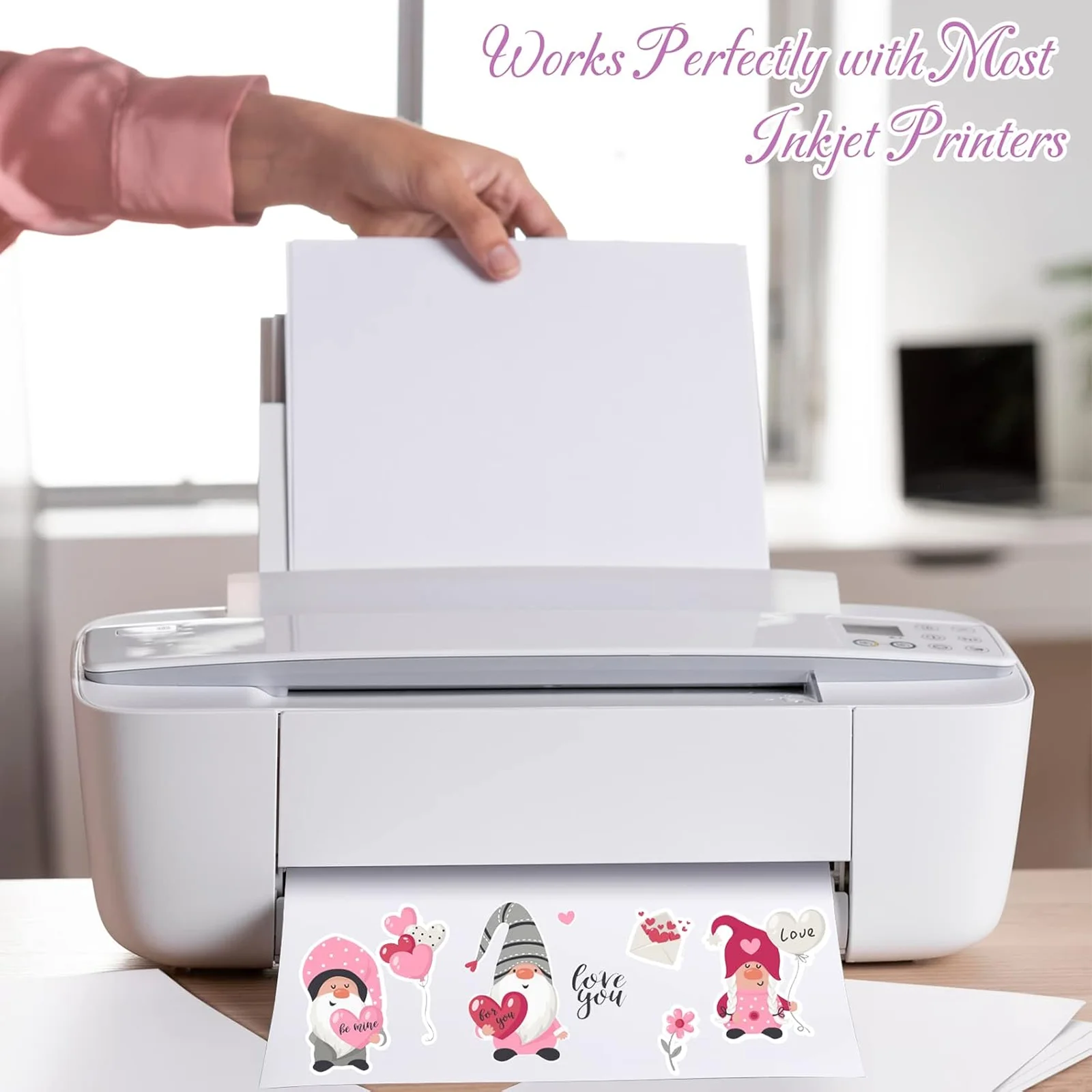 A4 Size Matte White Printable Vinyl Sticker Paper 8.3×11.7 inch Self-Adhesive Inkjet Compatible Tear-Resistant Labeling Paper