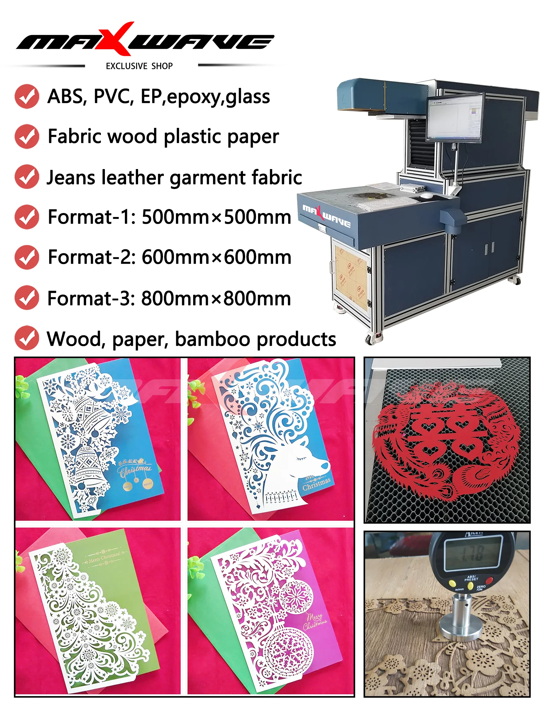 

3D CO₂ Laser Engraving Machine Maxwave High Performance RF Laser Ultra Fast Speed Precision Perfect for Custom Invitation