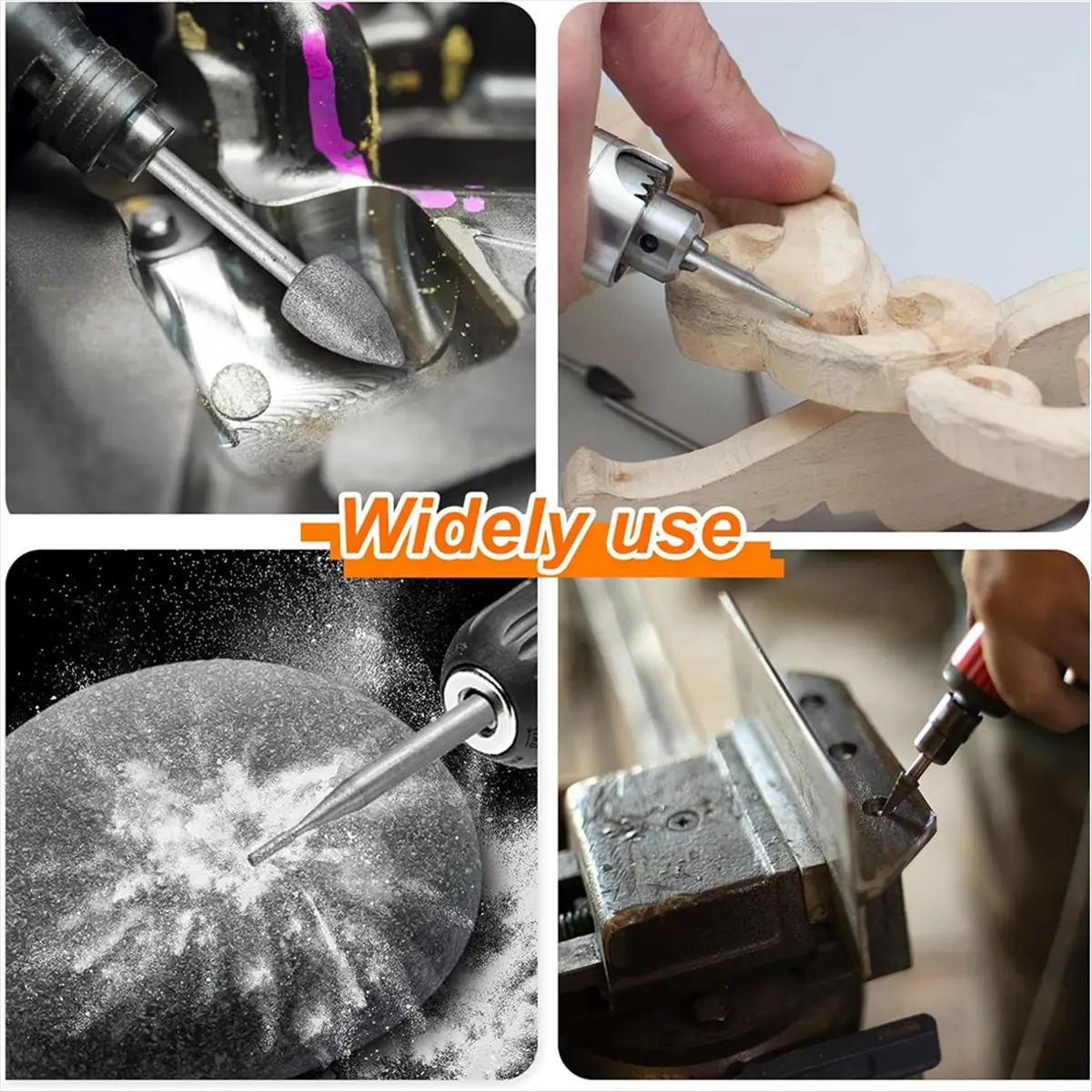 T32C New  Grinding Burrs Drill Bit 1/8 Inch Shank 4/5/6/8/10/12mm Dia Cylindrical Mounted Point Bits for Carving