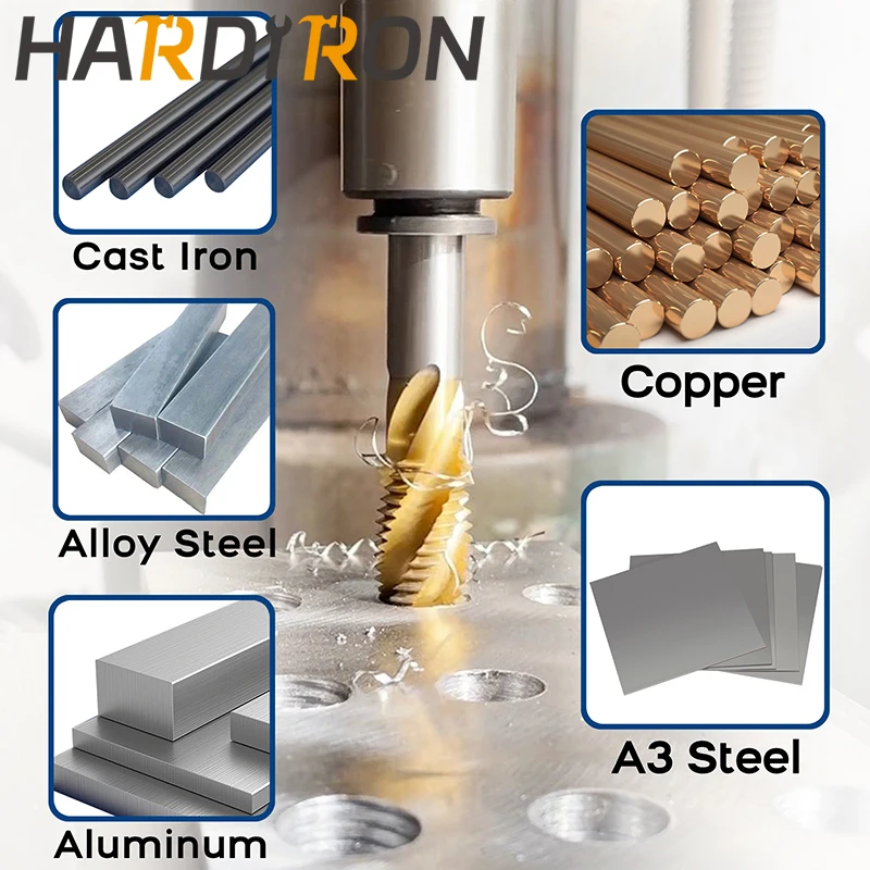 Hardiron M12x1.75piral Flute Tap, HSS Titanium coating M12x1.75 Spiral Flute Plug Threading Tap