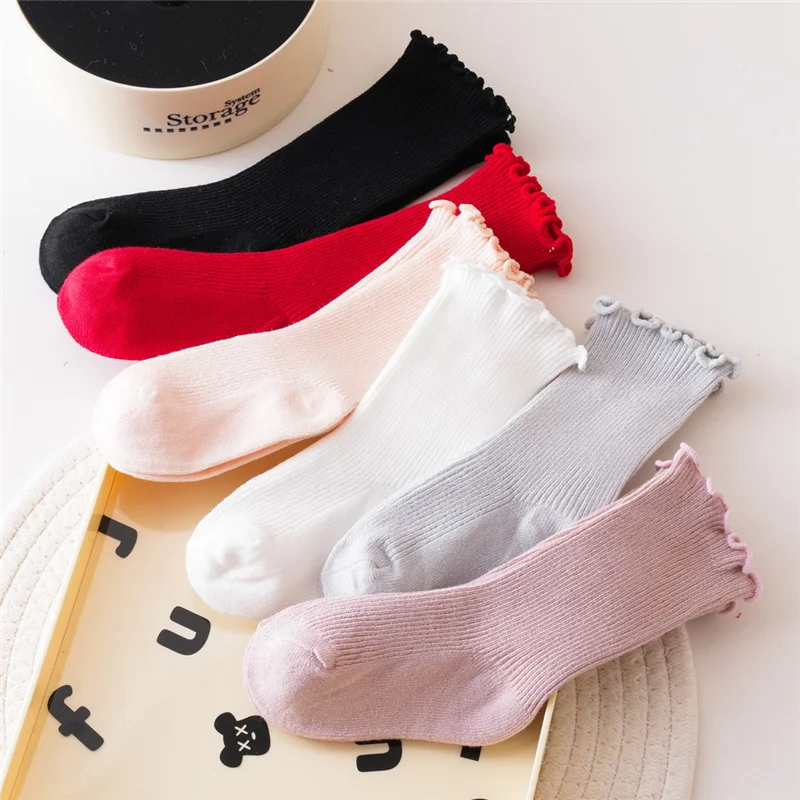 

Newest Baby Girl Knee High Socks Soft Frilly Long Socks Solid Color Stockings for Infants Toddlers 0-5Years