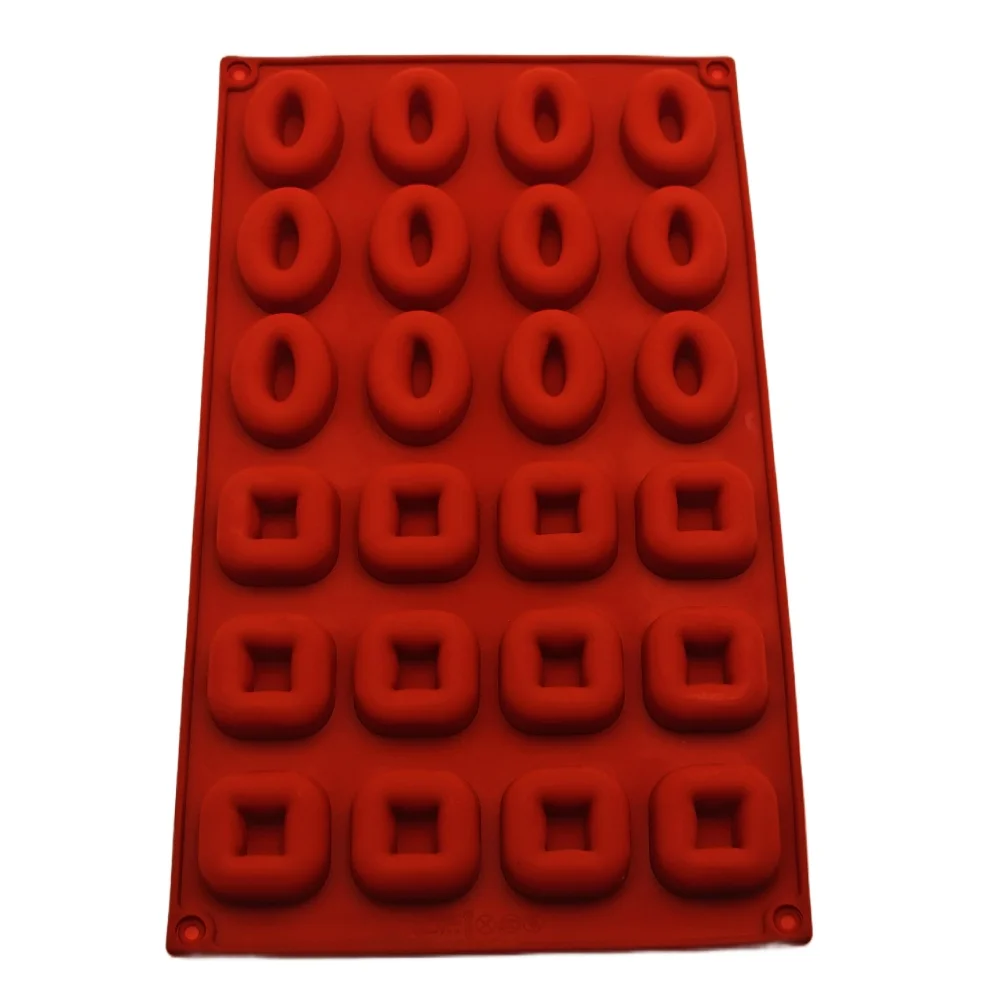 Mixed Hollow Donut Ring Square Groove Silicone Chocolate Mold Non-Stick Food Grade Mousse Cake Dessert Candy Soap Baking Mould