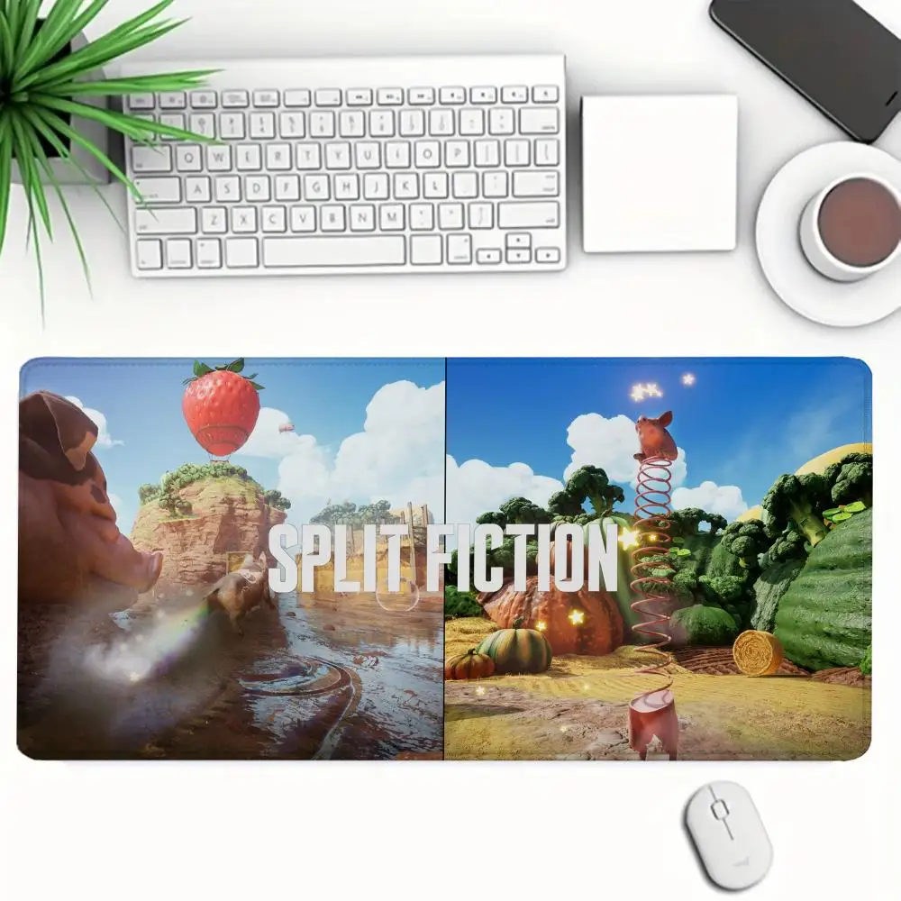 New S_SPLIT F_FICTION mousepad, XXL 90x40cm, stitched mousepad for keyboard and mouse, gaming accessory, computer accessory.
