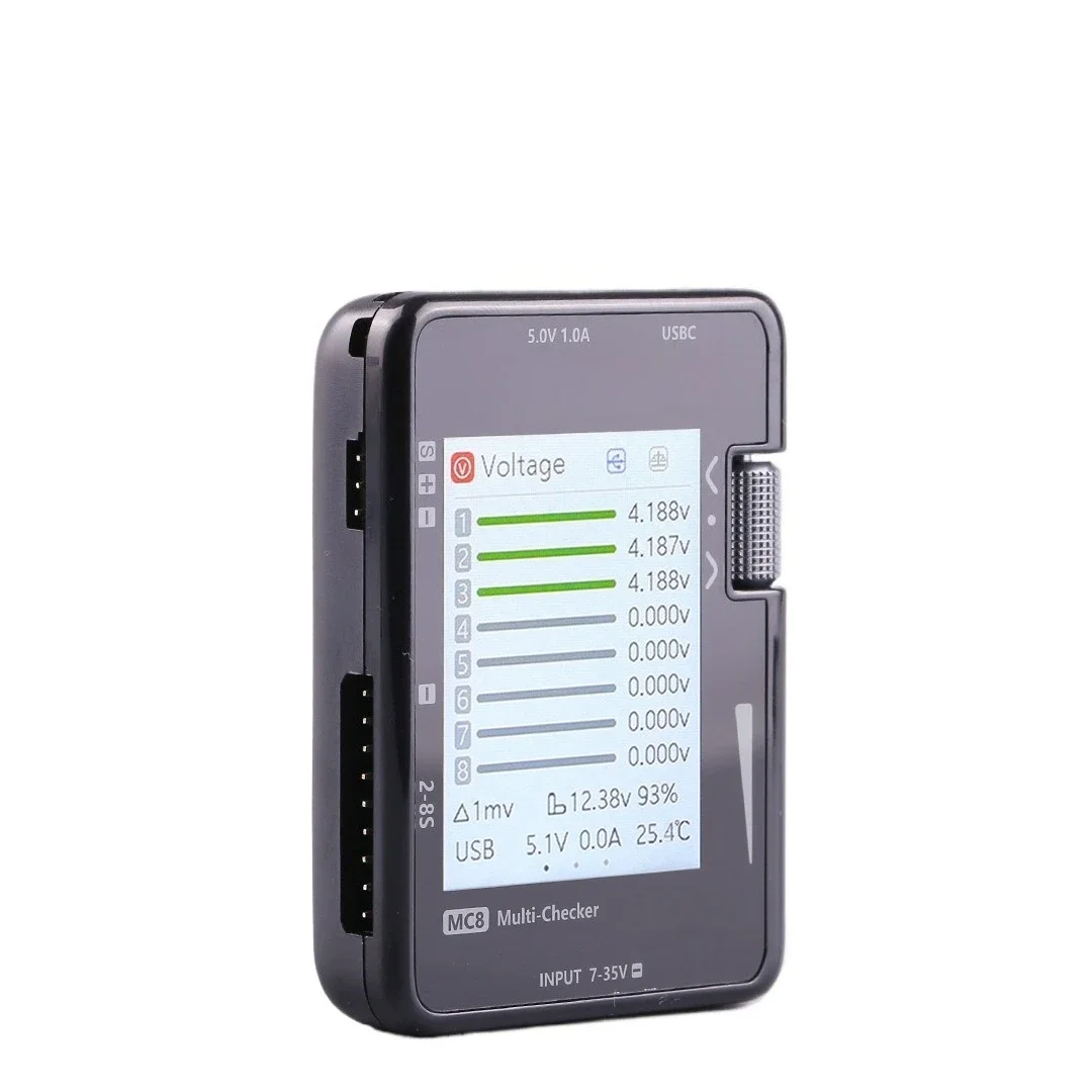 

MC8 Multifunctional Electric Display Balanced Voltage DIY Remote Control Servo Signal Test PD Charge 1-8s