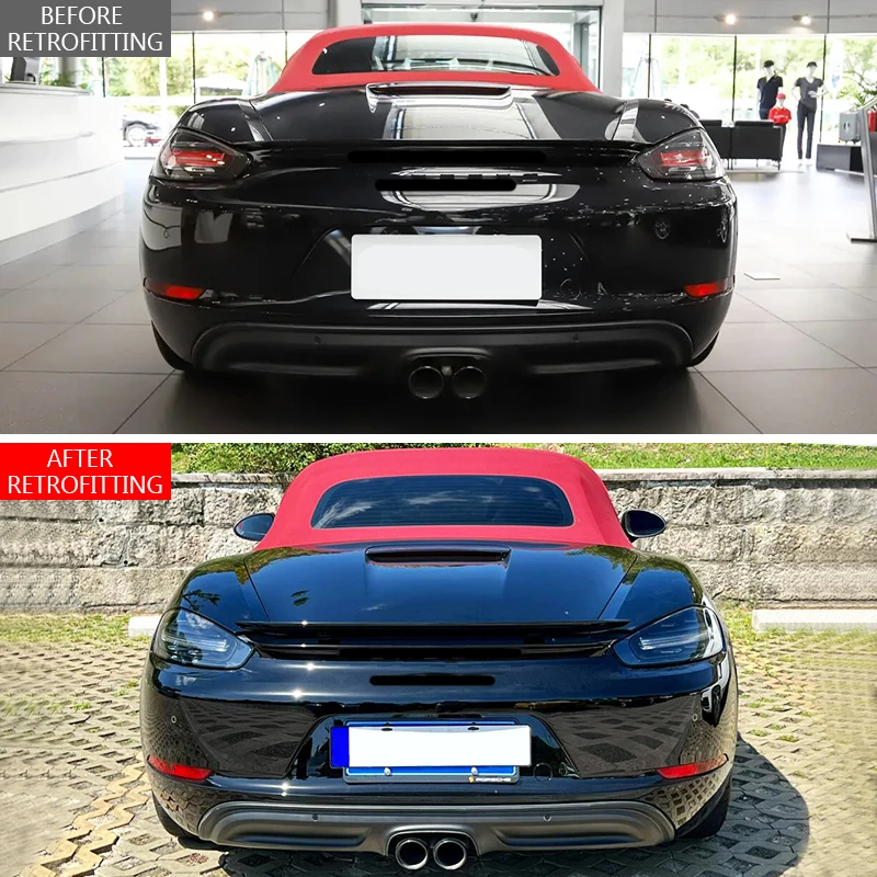 718 After Car Modification and Upgrade the Black Background Bumper Taillights Brake and Turn Signals for Cayman Boxster