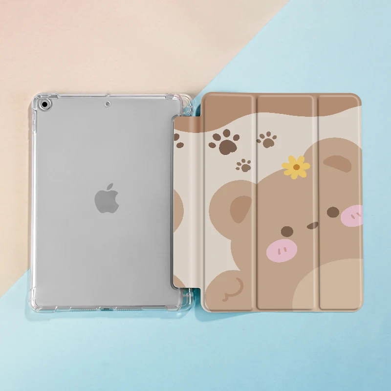 Cute Little Bear Case Compatible With iPad iPad 9.7-Inch (6th/5th Generation, 2018/2017)Mini4/5 ,Air4/5 10.9in,With Pen Holder