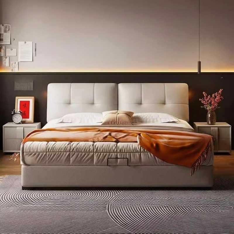 

White Australia Frame Double Bed Set European Upholstered Full Size Double Bed Bedroom Storage Home Muebles Para El Hogar Bett