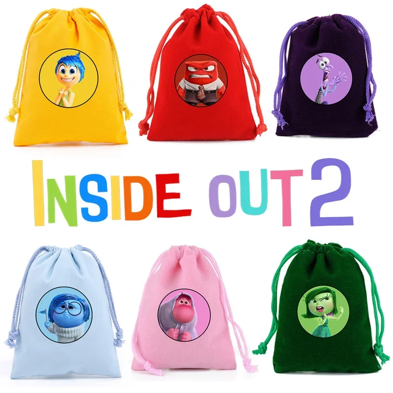 Inside Outs 2 Drawstring Bag Disney Cartoon Merch Boy Girls Candy Jewelry Pouch Cute Dustproof Makeup Packing Bags Birthday Gift