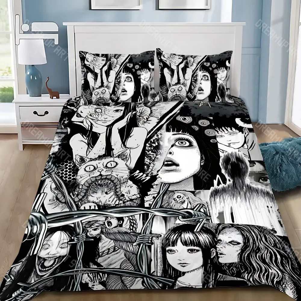 2026 Thriller Manga Duvet Pillowcase Bedding Set Boy Junji Ito Tomie Girl Bedroom Decoration Children Gift Single Double Large S