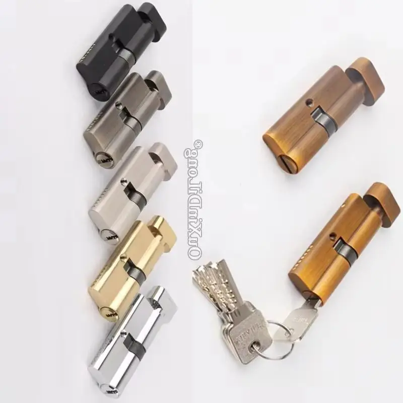 

European 1PCS 70/80/90mm Mortise Brass Door Lock Cylinder Interior Door Lock Cylinder Lock Gall Repair Parts + 4 Keys / No Key