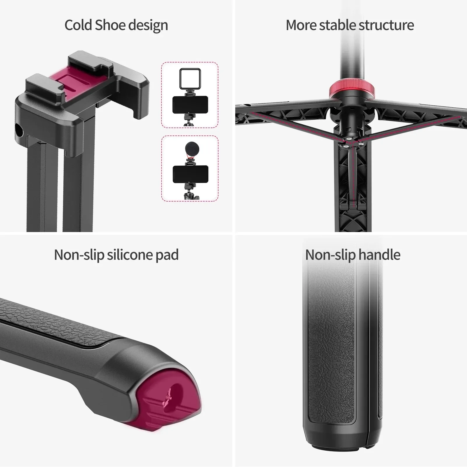 Trípode/palo Selfie extendido Original Ulanzi MT-44 de 1,46 m Compatible con teléfonos y cámaras Samsung iPhone Huawei Xiaomi