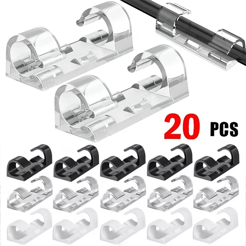 16PCS USB Cable Organizer Clips Wire Winder Holder Earphones Mouse Cord Clip Protector Management Adhesive Hooks For Home Office