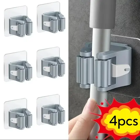 욕실 스토리지 랙 걸레 홀더 벽 마운트 걸레 주최자 빗자루 걸이 걸레 클립 벽 교수형 걸레 랙 자기 접착 후크