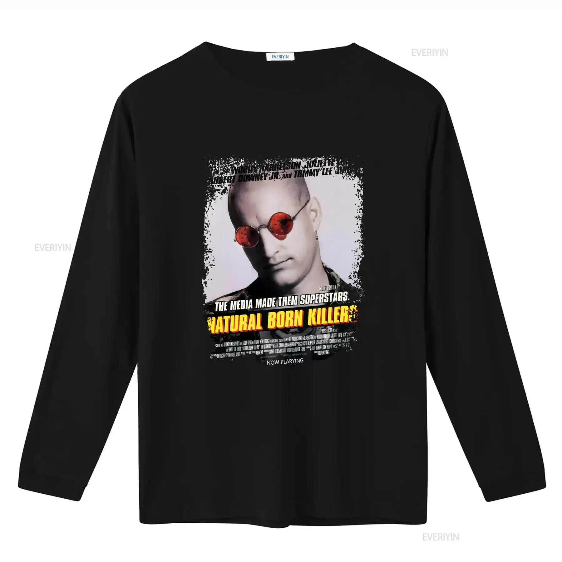 Natural Born Killers Movie Poster Inspired Black T Shirt The Media Made Them Superstars Design vintage Washed streetwear