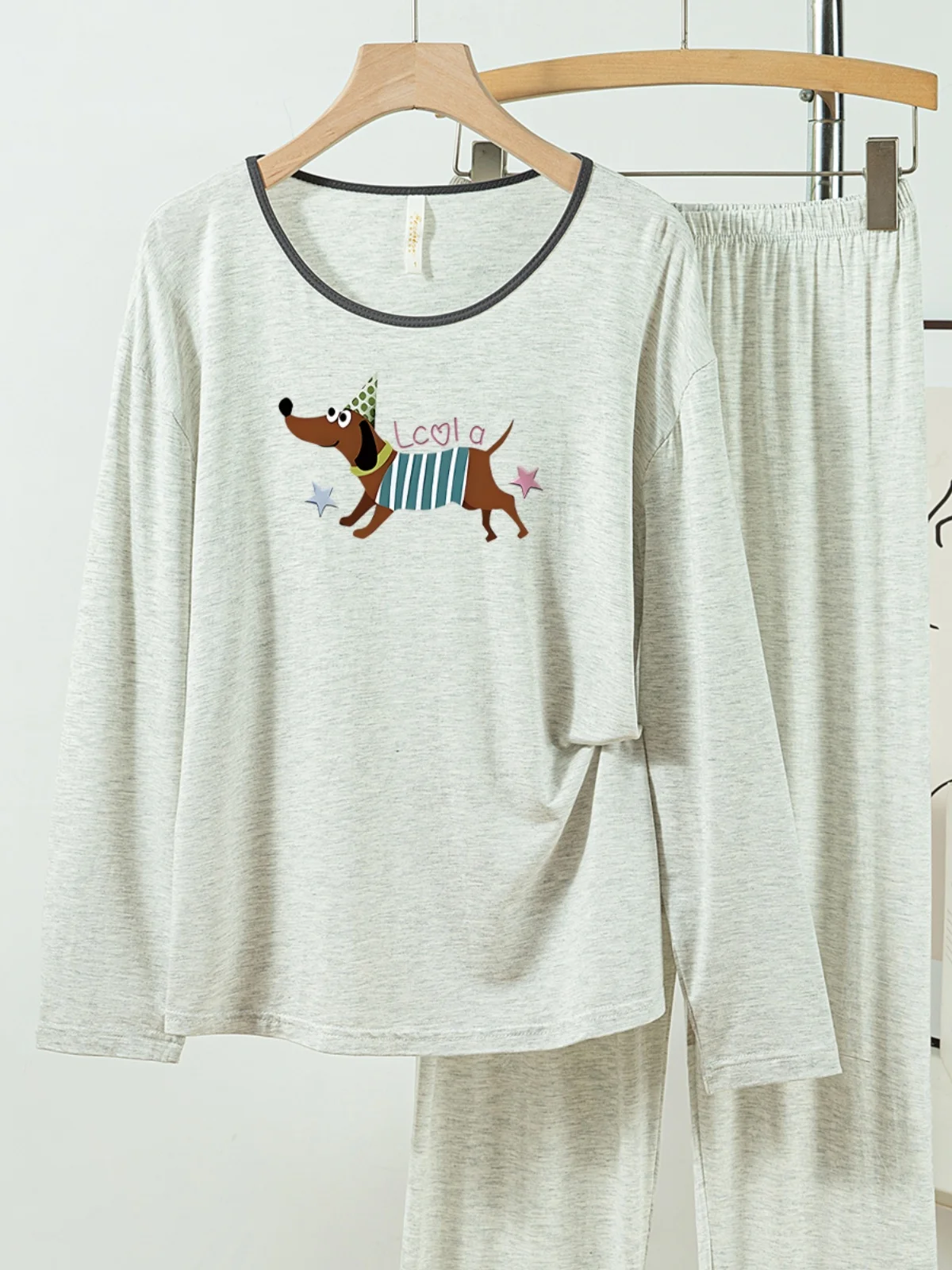 5181-273 여성용 캐주얼하고 편안한 모달 코튼 파자마, 신상 봄가을 긴팔 긴바지 단색 캐주얼