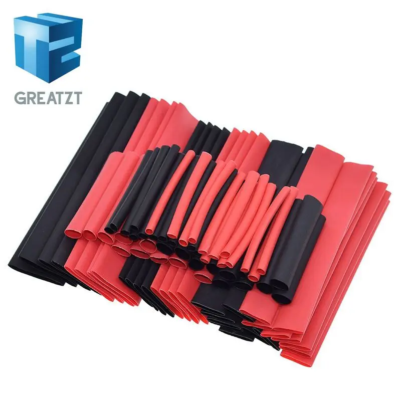 GREATZT 1BAG=150PCS Black And Red 2:1 Assortment Heat Shrink Tubing Tube Car Cable Sleeving Wrap Wire Kit