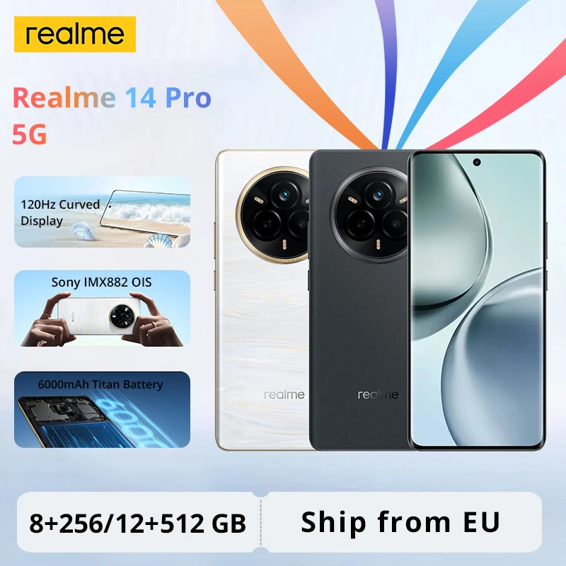 Version Globale du Smartphone Realme 14 Pro 5G, Processeur Dimensity 7300 5G, Chipset Énergétique, Caméra Sony Imx882 avec OIS,