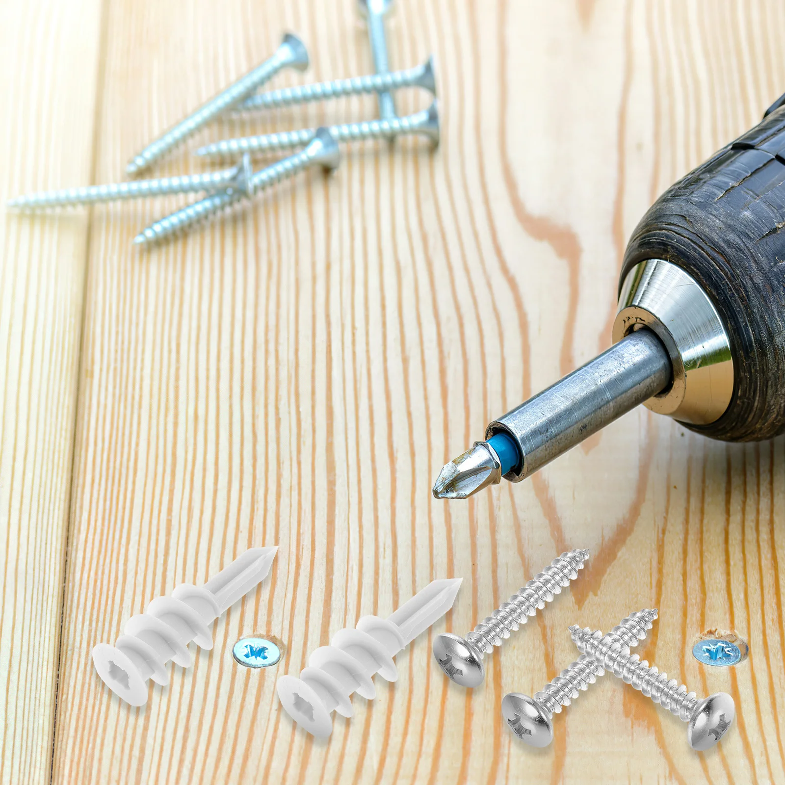 

50Sets Drywall Screw Anchors Spiral Expansion Heavy Duty Self Drilling Fixings for Gypsum Board Plastic Iron Nylon Kit